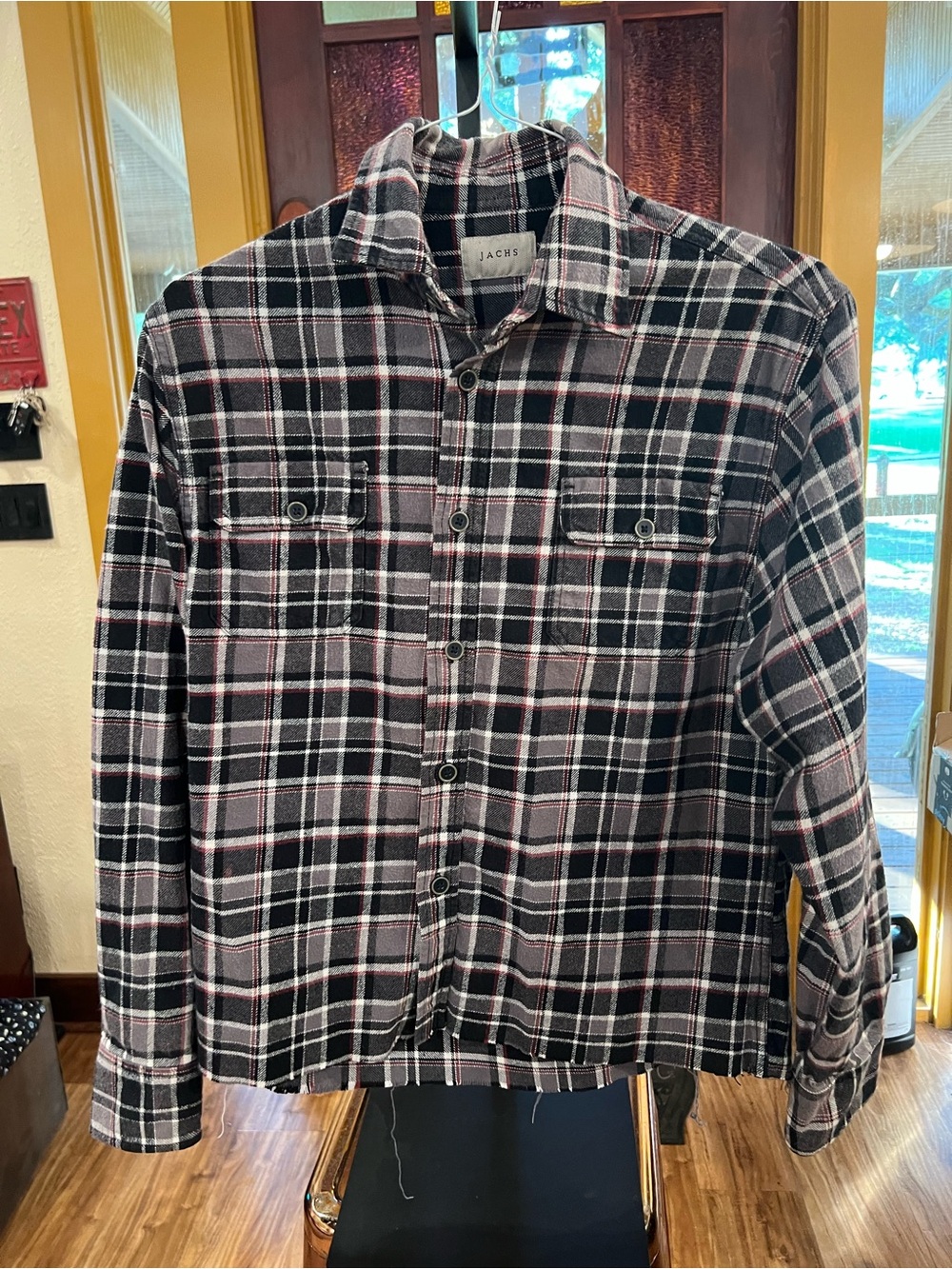 Jachs Men’s Black, Gray & Red Plaid Button-Down Shirt